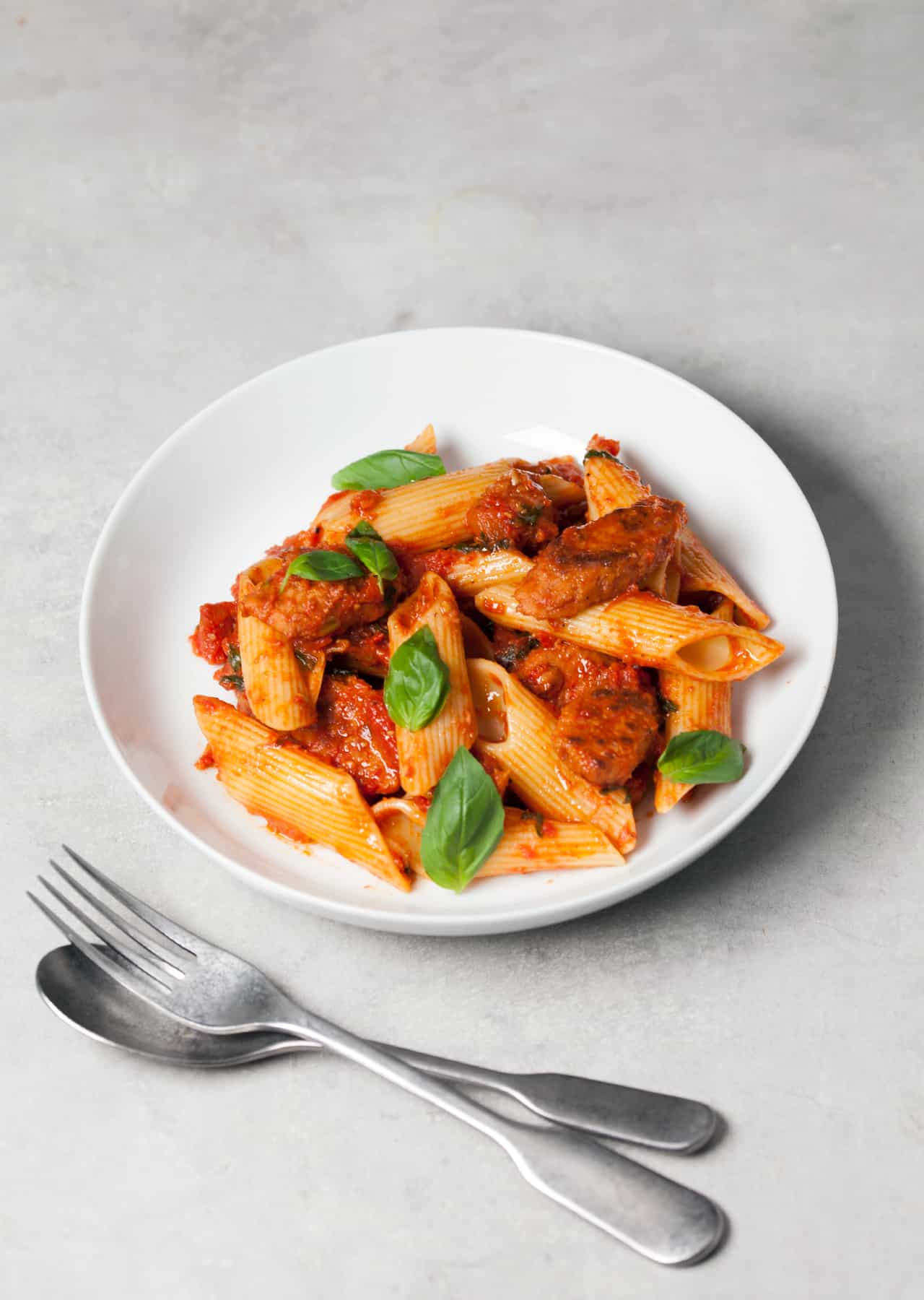 Vegan Saucy Sausage Pasta