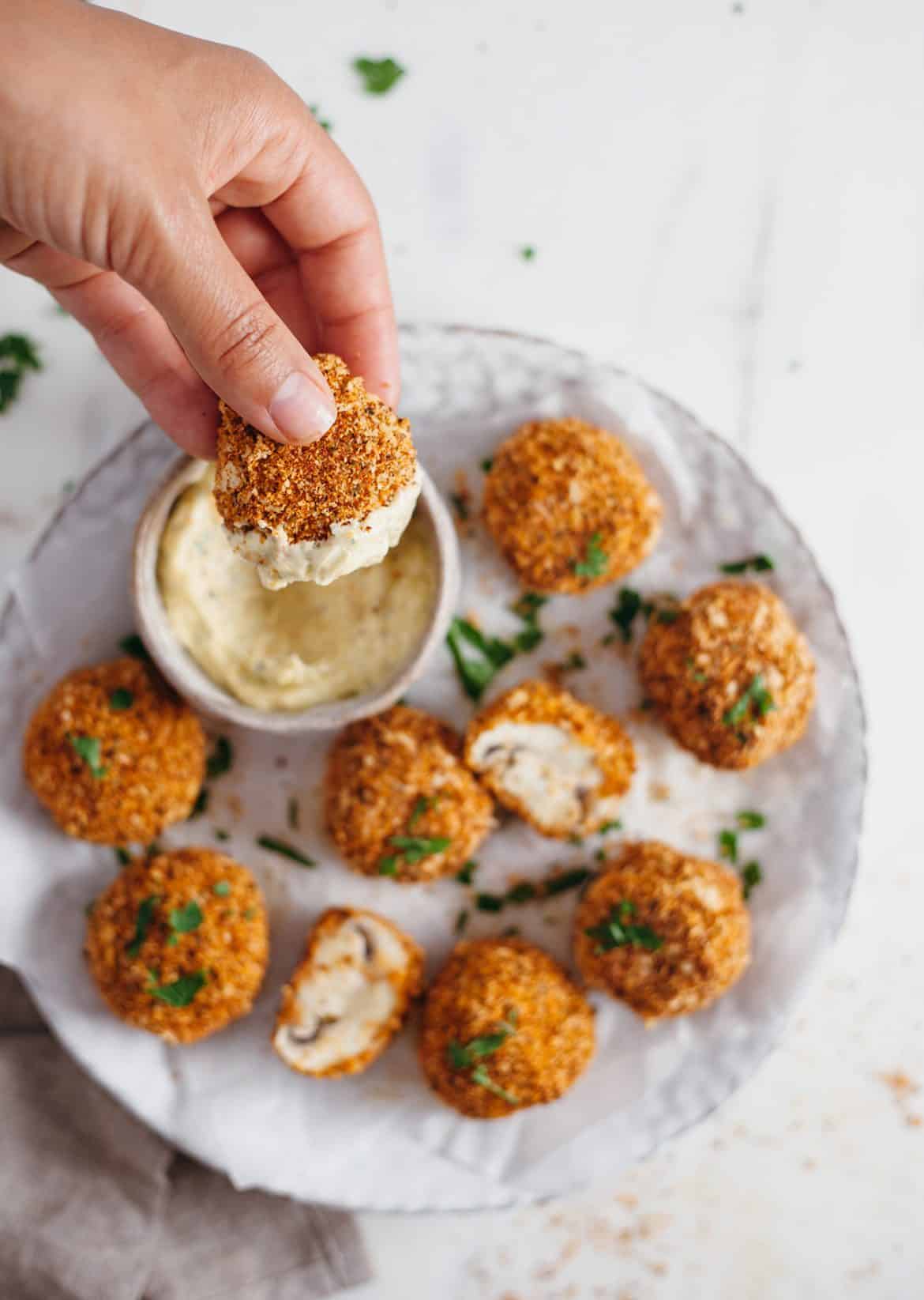 Baked + Breaded Garlic Mushrooms SO VEGAN