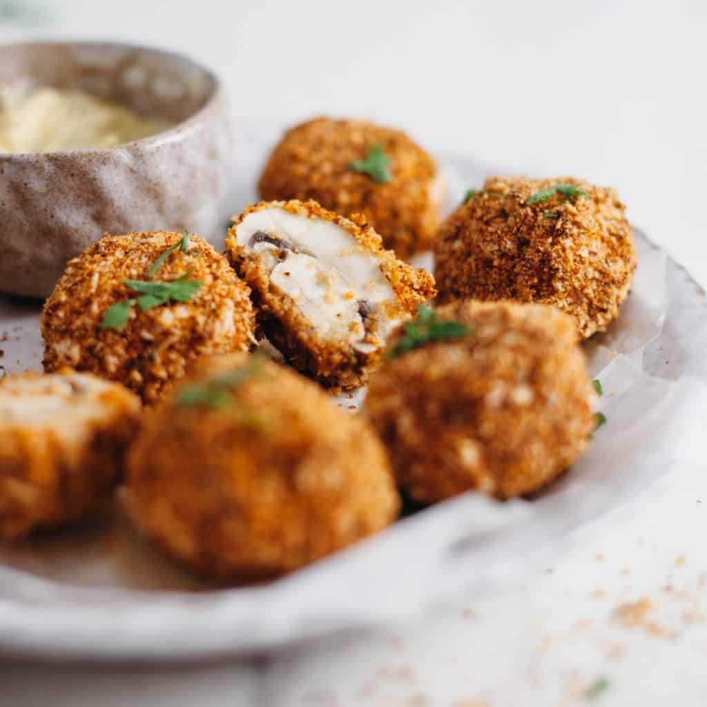 Baked + Breaded Garlic Mushrooms SO VEGAN
