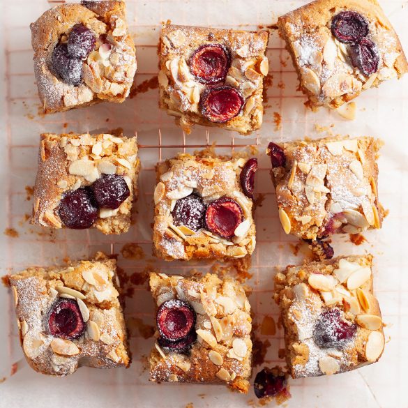 Vegan Cherry Bakewell Blondies