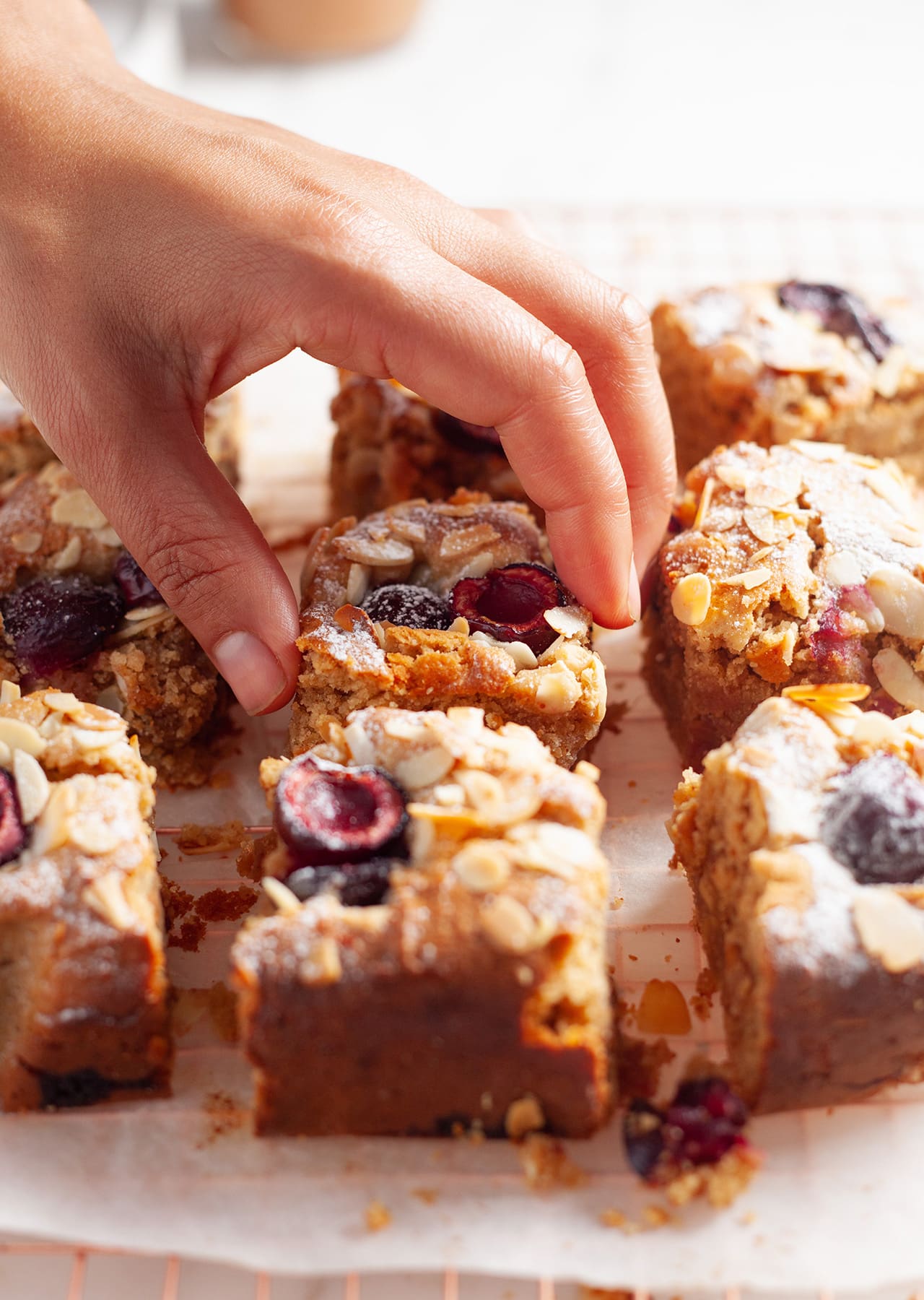 Vegan Cherry Bakewell Blondies