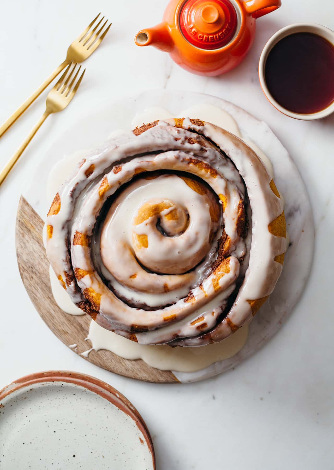 Vegan Giant Pumpkin Spiced Cinnamon Roll