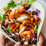 Vegan Buffalo Cauliflower Chickpea Wrap Flatbread Recipe