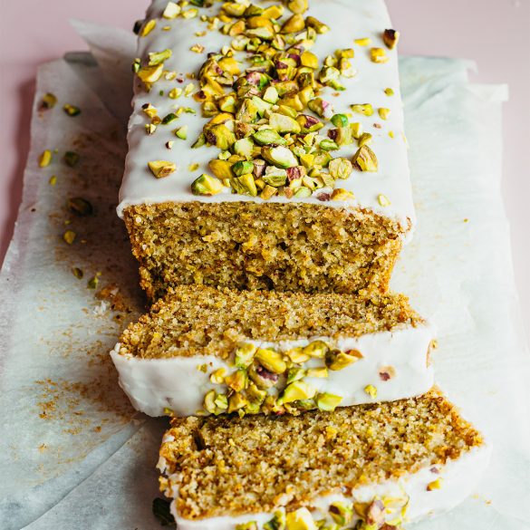 Vegan Pistachio & Cardamom Lemon Drizzle Cake Recipe