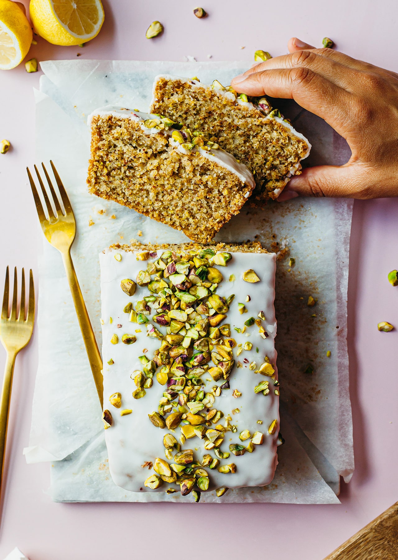 Vegan Pistachio & Cardamom Lemon Drizzle Cake Recipe