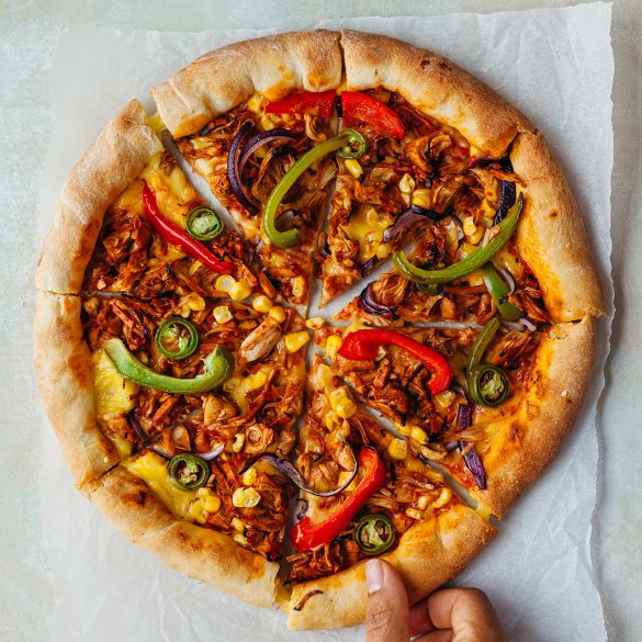 Vegan Stuffed Crust BBQ Jackfruit Pizza Recipe