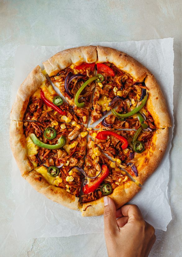 Vegan Stuffed Crust BBQ Jackfruit Pizza Recipe