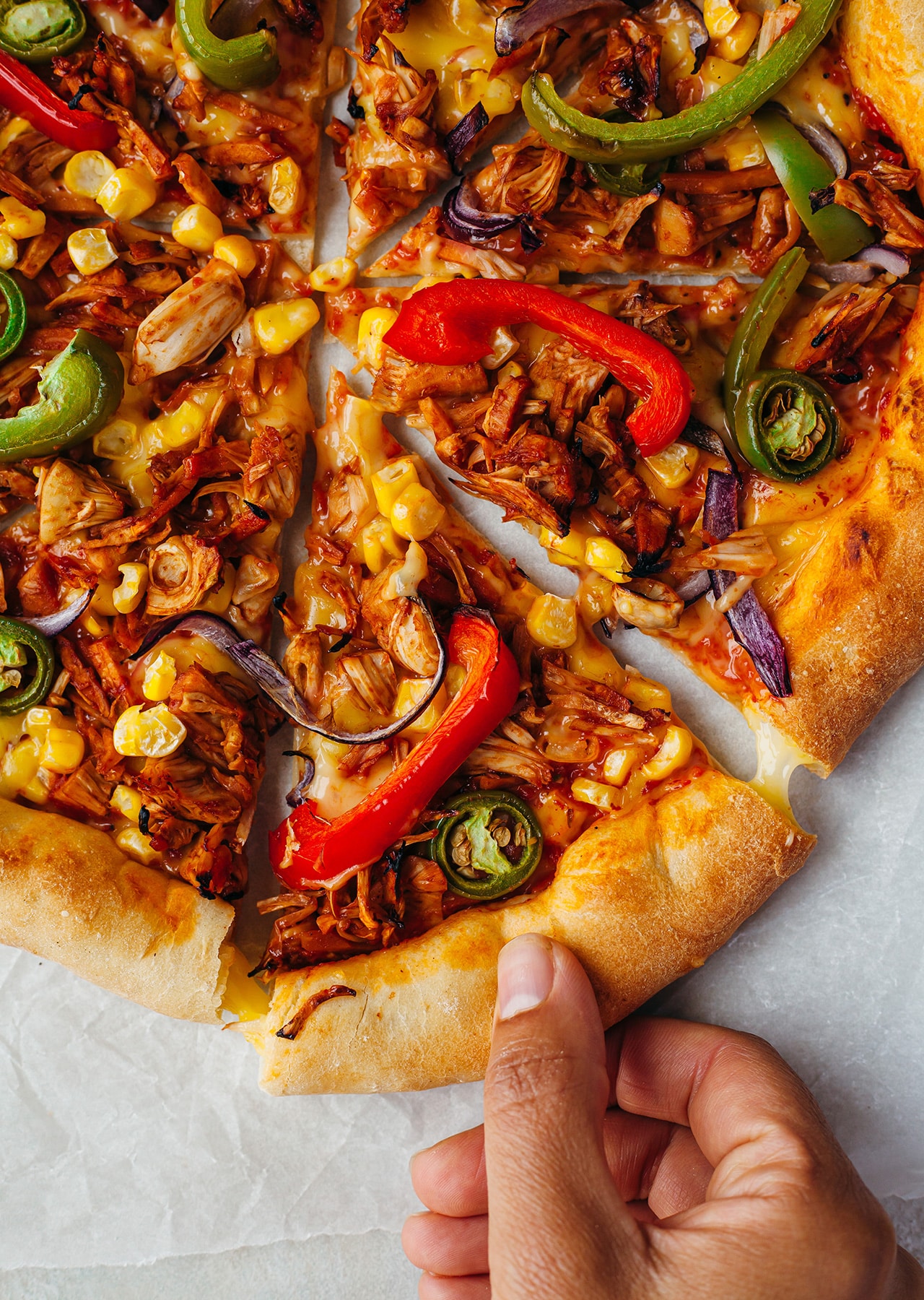 Vegan Stuffed Crust BBQ Jackfruit Pizza Recipe