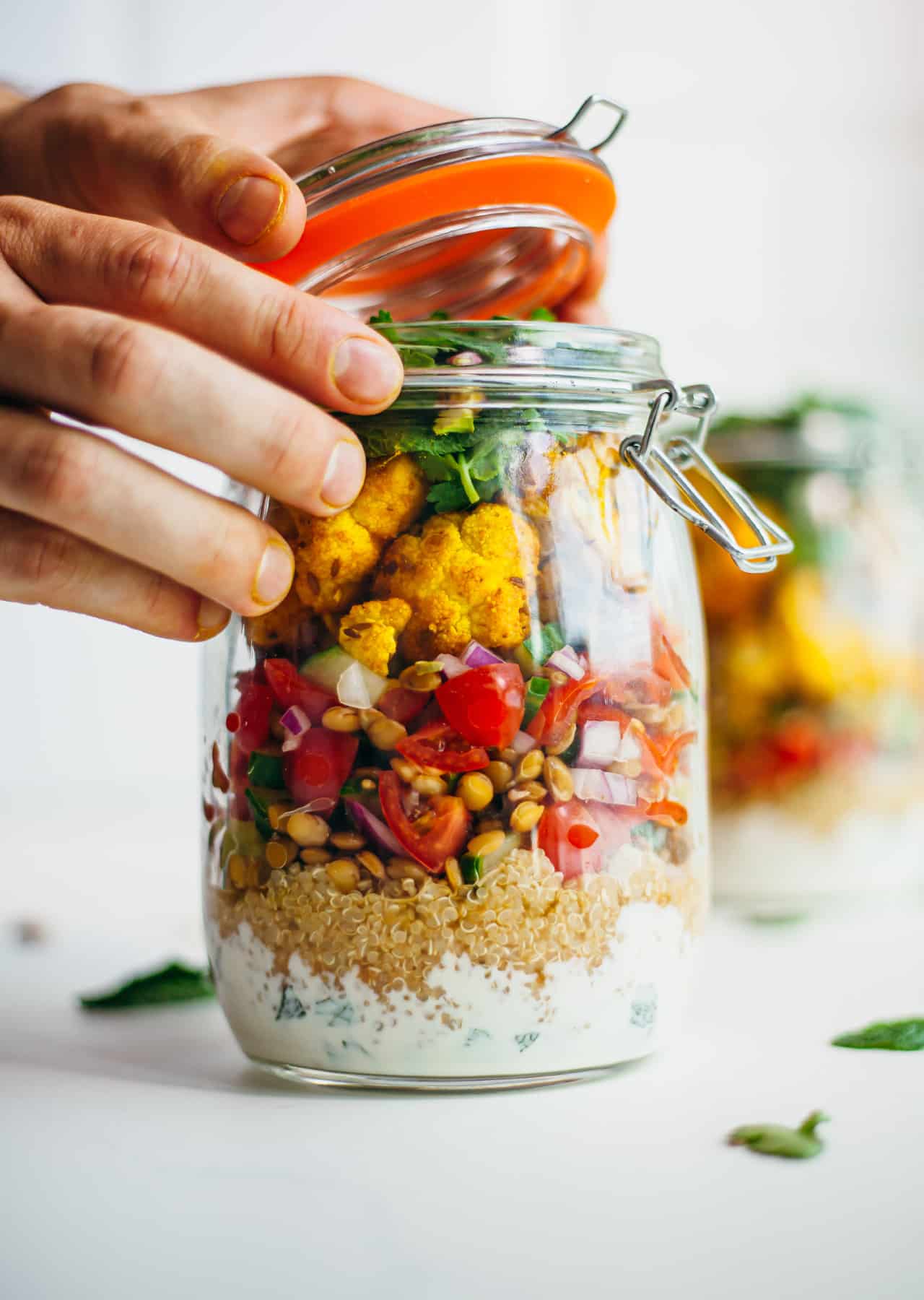 Vegan Curry Cauliflower Mason Jar Meal Prep Recipe