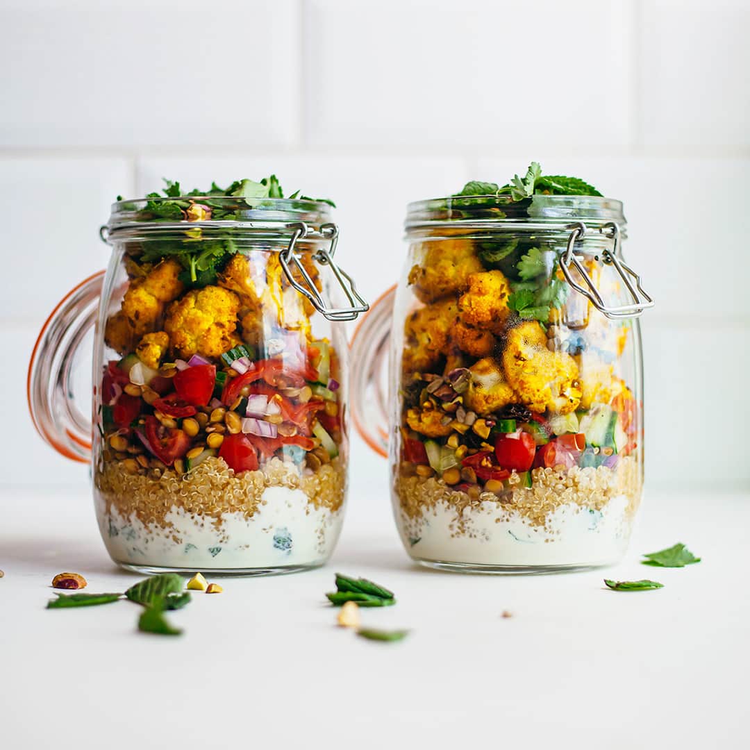 Vegan Curry Cauliflower Mason Jar Meal Prep Recipe So Vegan