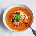 Roasted Tomato Quinoa Basil Soup Vegan Recipe