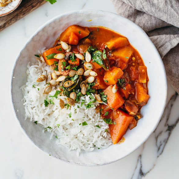 Butternut Squash & Mushroom Coconut Carrot Curry Vegan Recipe