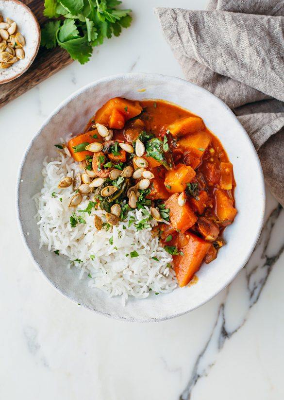 Butternut Squash & Mushroom Coconut Carrot Curry Vegan Recipe