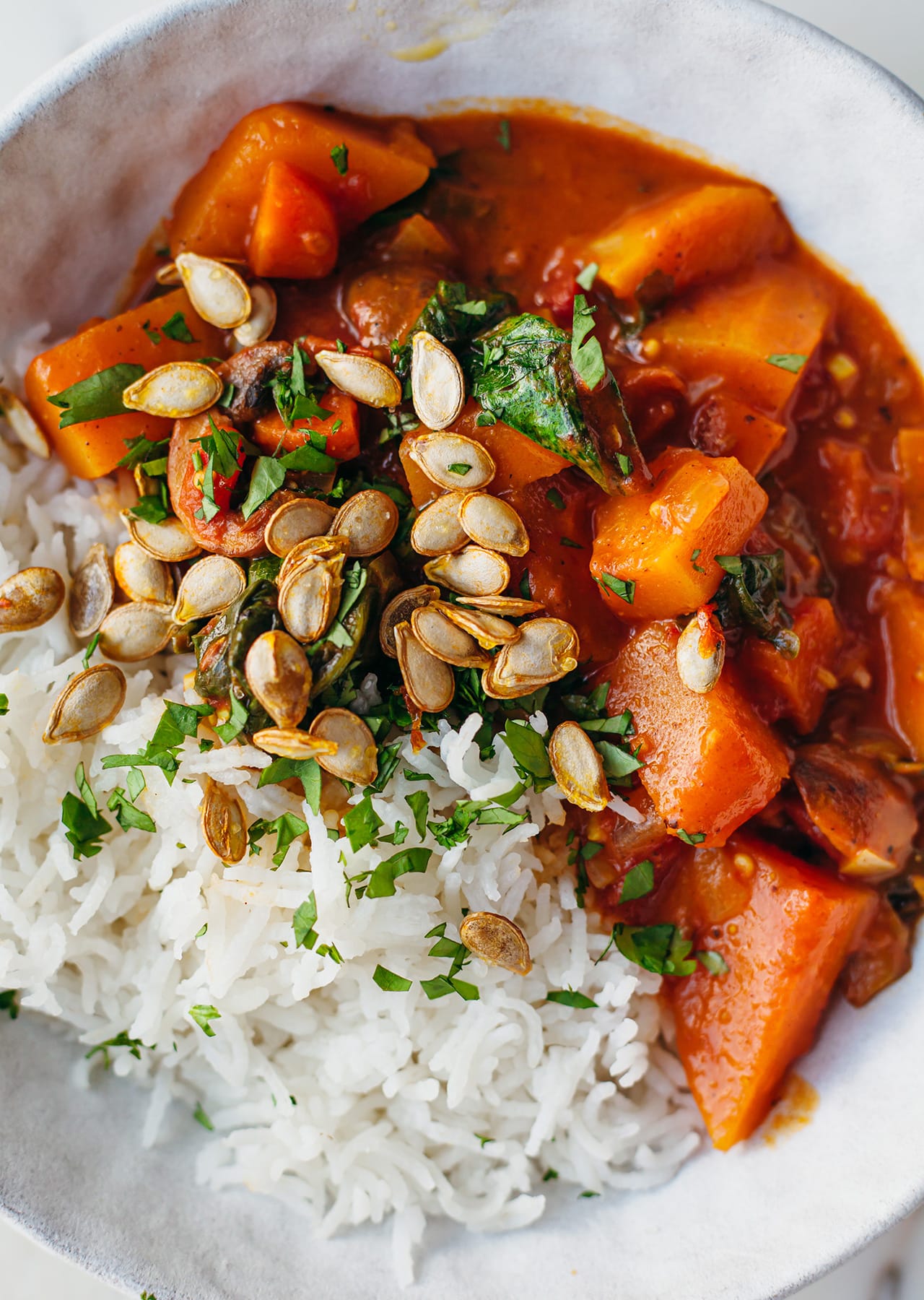 Butternut Squash & Mushroom Coconut Carrot Curry Vegan Recipe