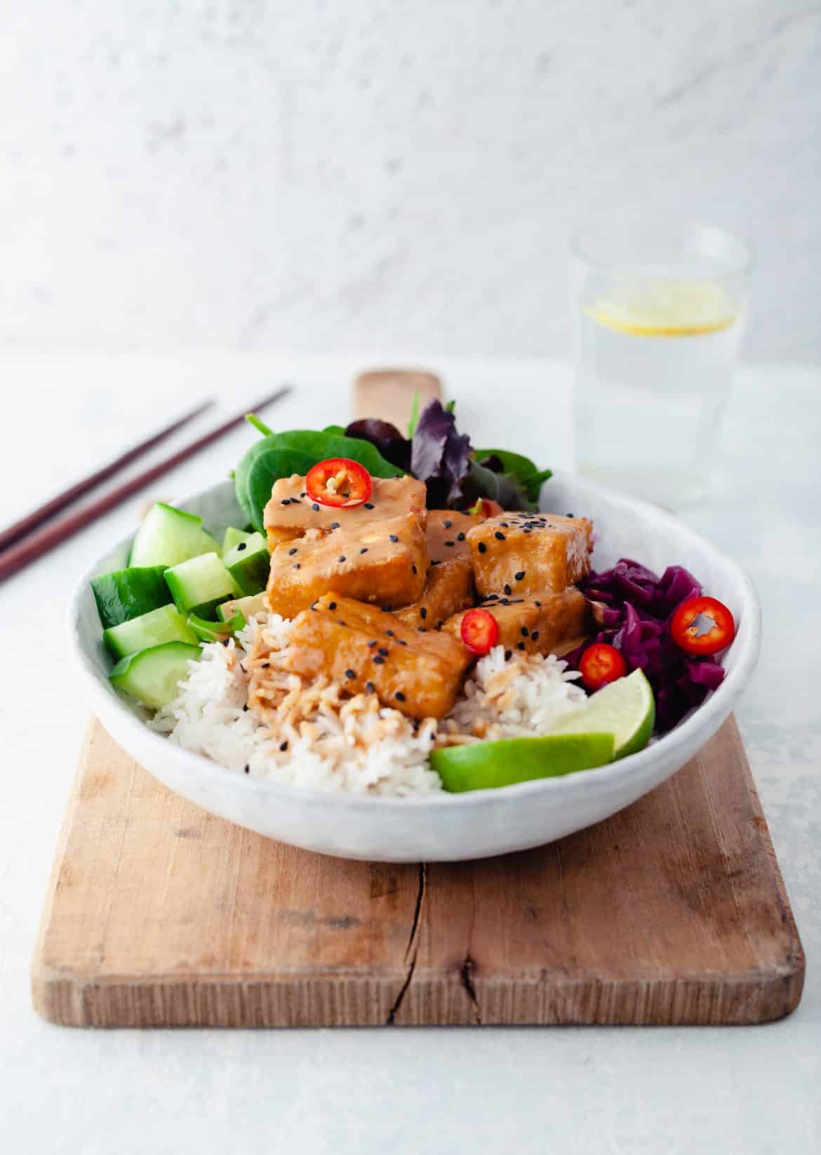 Tahini Tofu Power Bowl Vegan Recipe