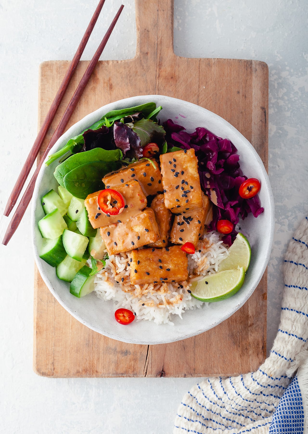 Tahini Tofu Power Bowl Vegan Recipe