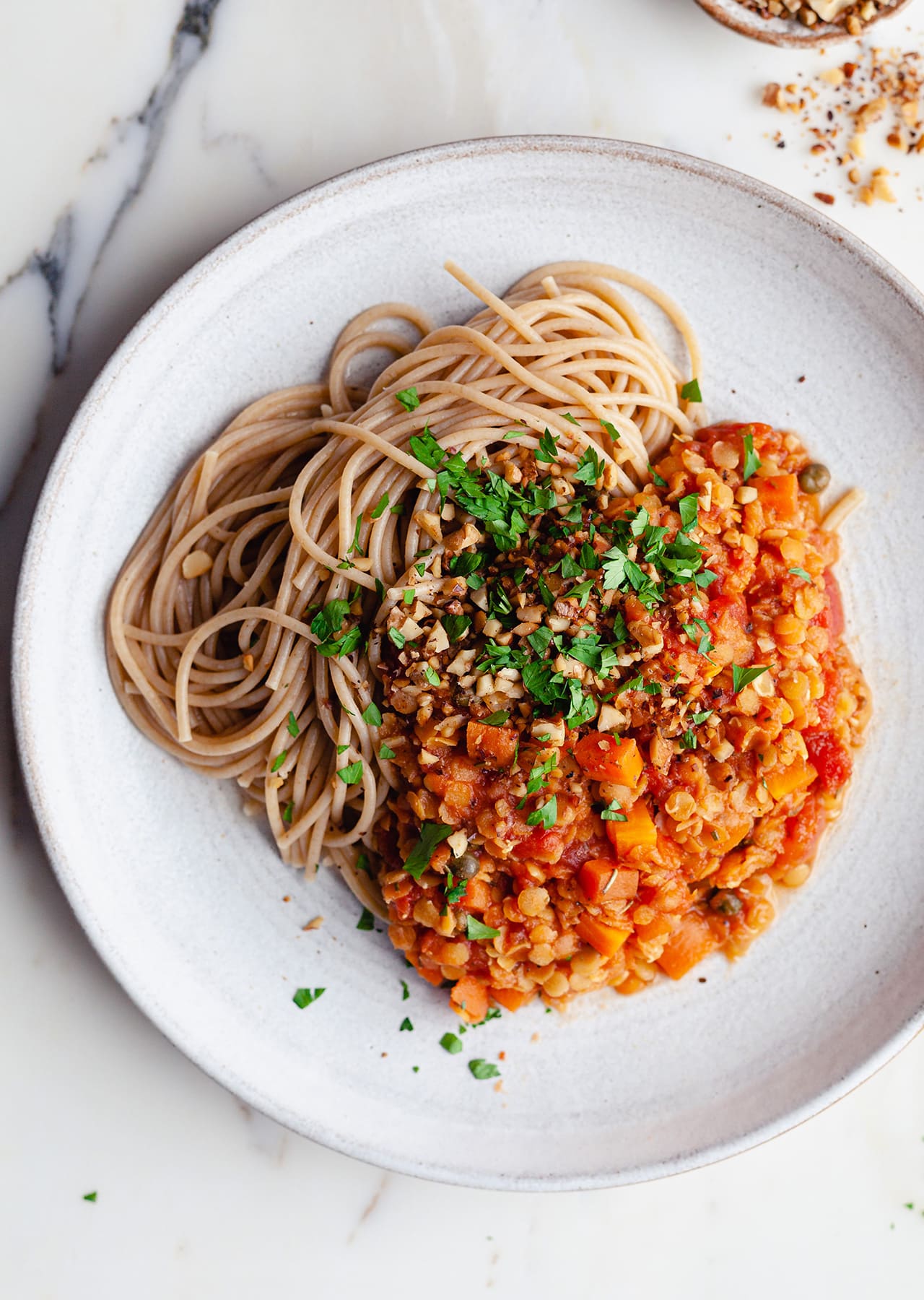 Lentil Spaghetti Ragu Vegan Recipe