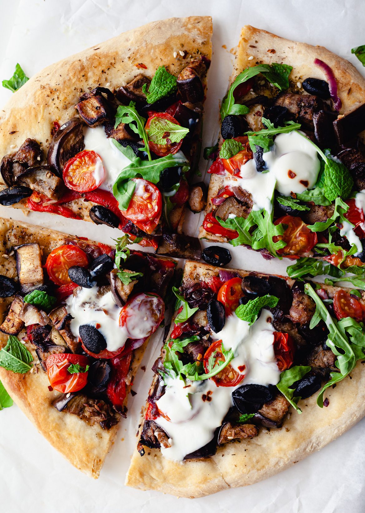 Middle-Eastern Inspired Spiced Aubergine Pizza Vegan Recipe