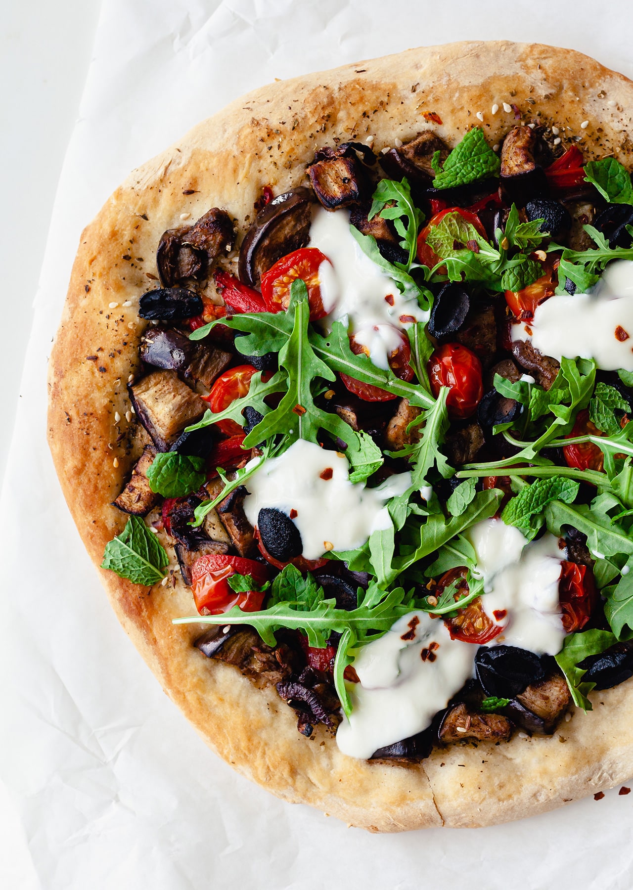 Middle-Eastern Inspired Spiced Aubergine Pizza Vegan Recipe