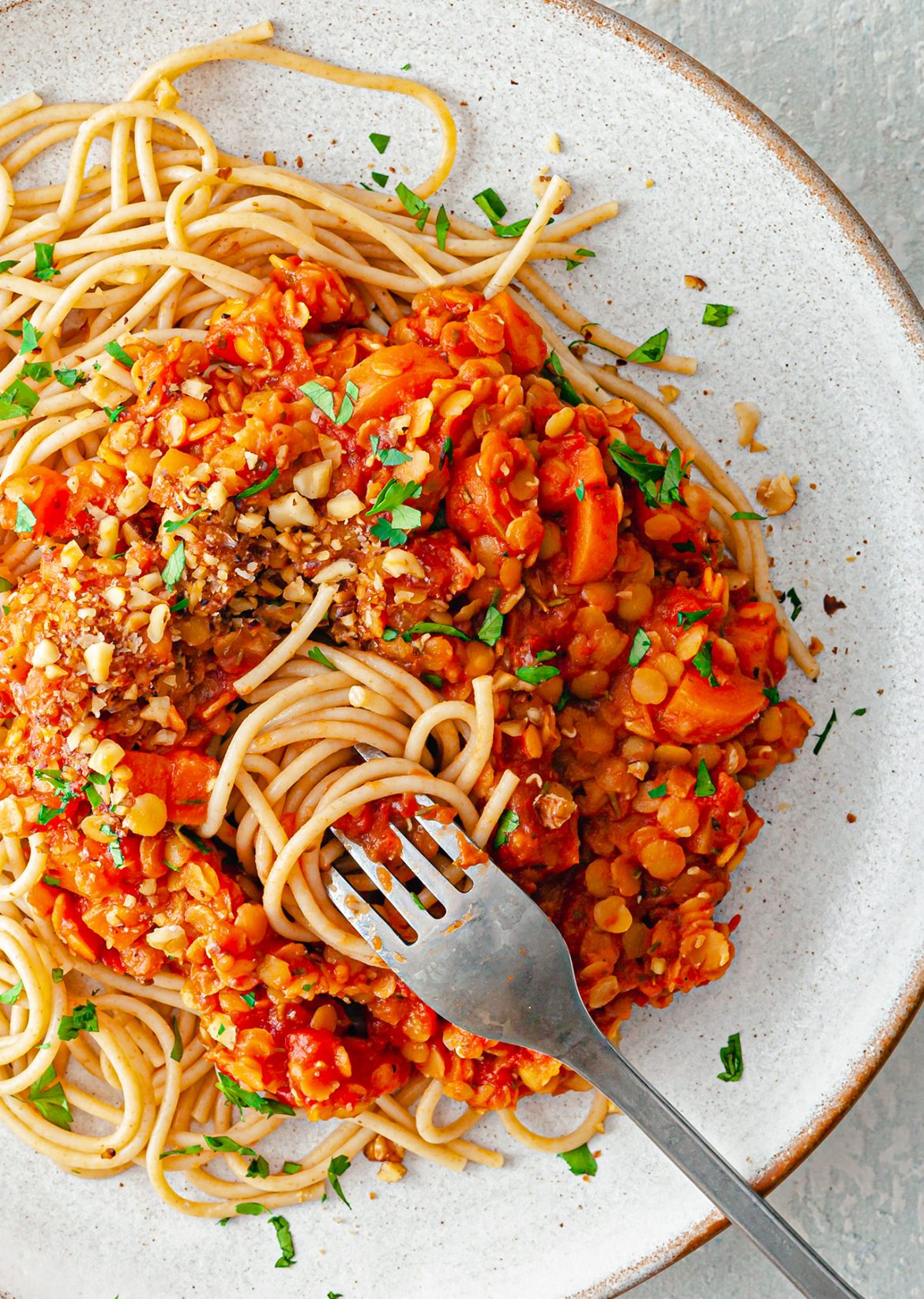 Lentil Spaghetti Ragu Vegan Recipe