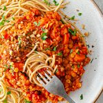 Lentil Spaghetti Ragu Vegan Recipe