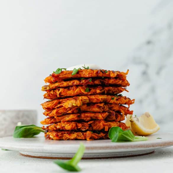 Harissa Sweet Potato Fritters Vegan Recipe