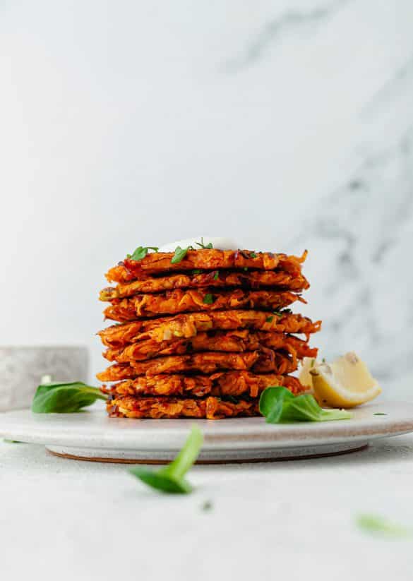 Harissa Sweet Potato Fritters Vegan Recipe