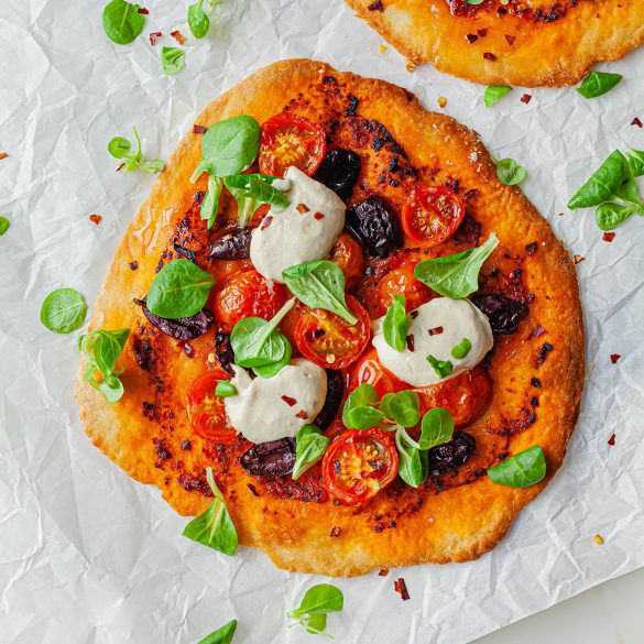 Vegan Speedy Flatbread Pesto Pizza Recipe