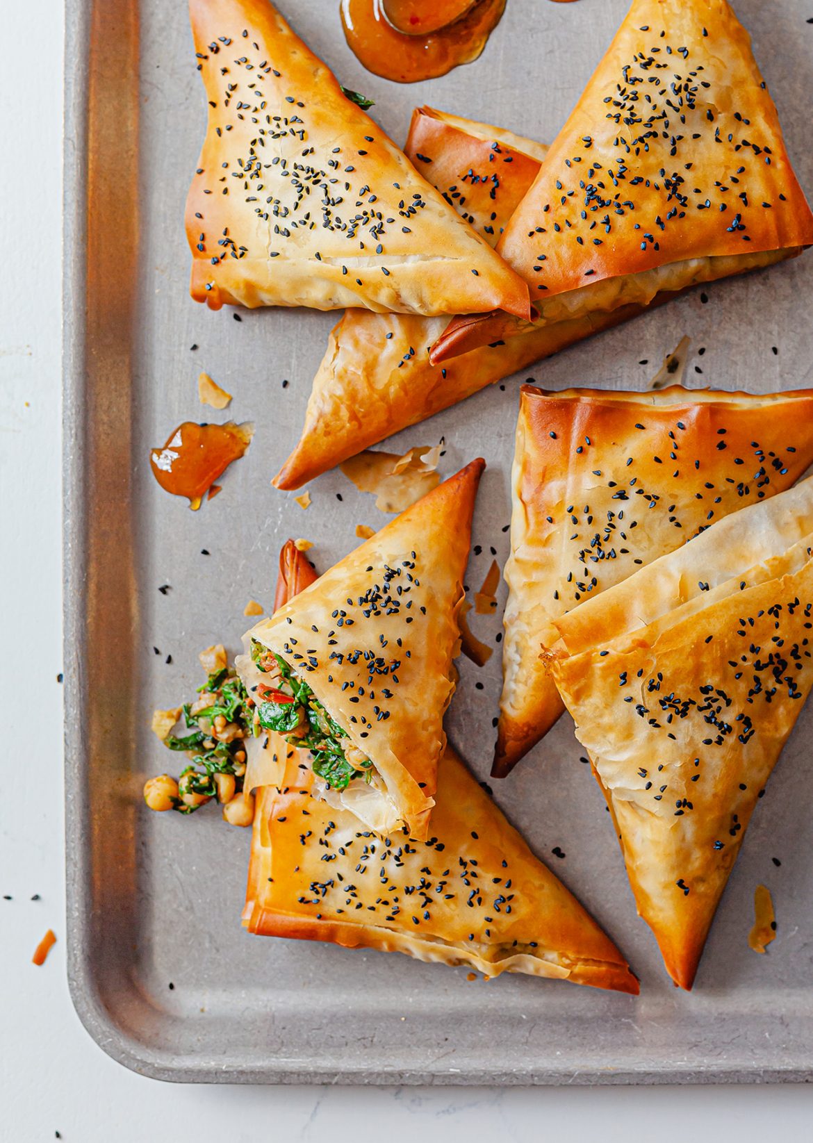 Vegan Chana Saag Samosas Spinach Chickpea Filo Recipe