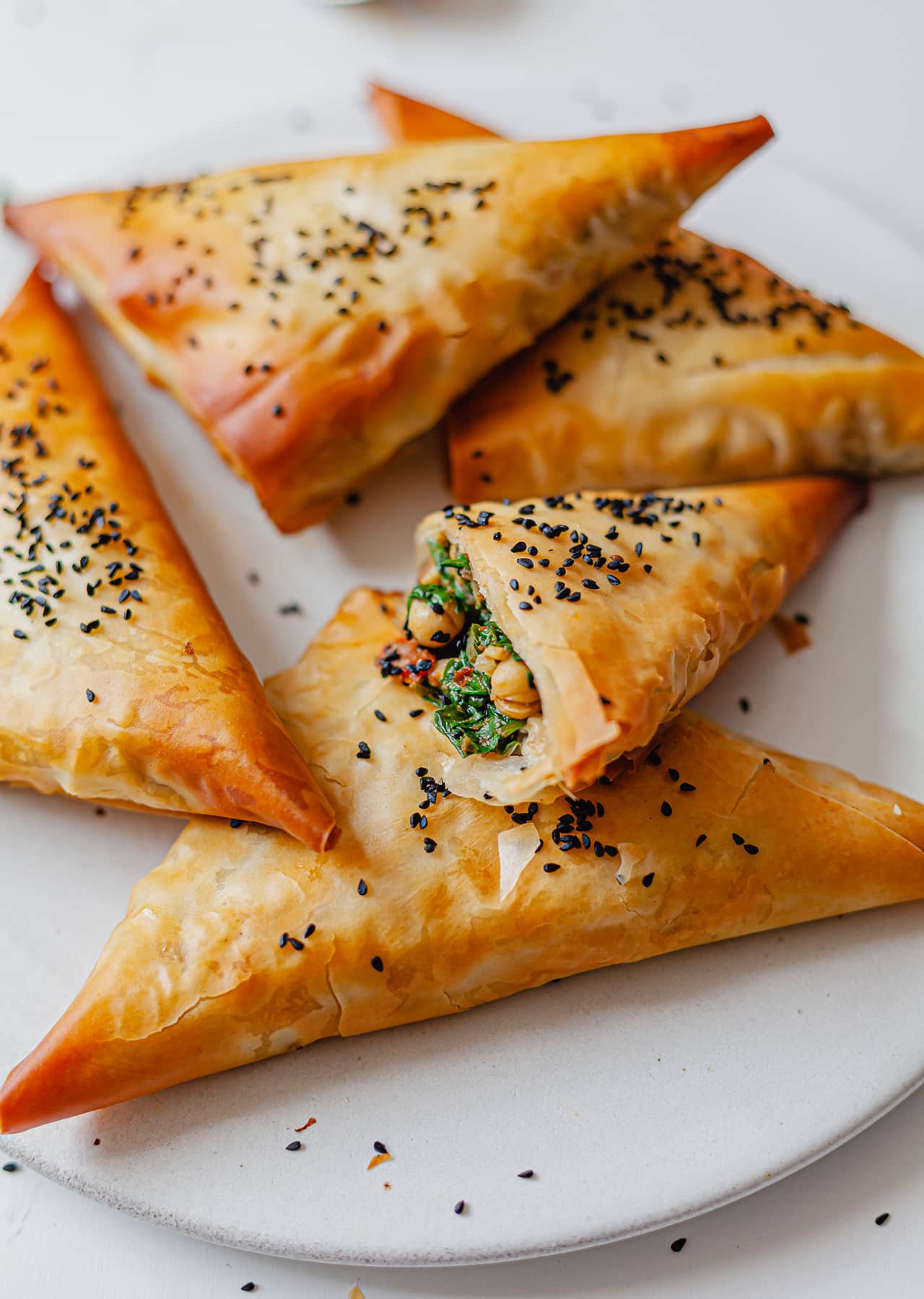 Vegan Chana Saag Samosas Spinach Chickpea Filo Recipe