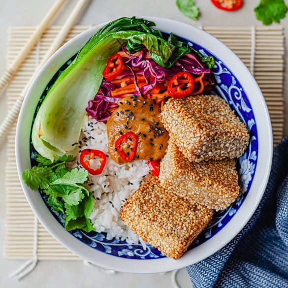 Sesame Crusted Satay Tofu Recipe Bowl Sesame Crusted Satay Tofu Recipe Bowl