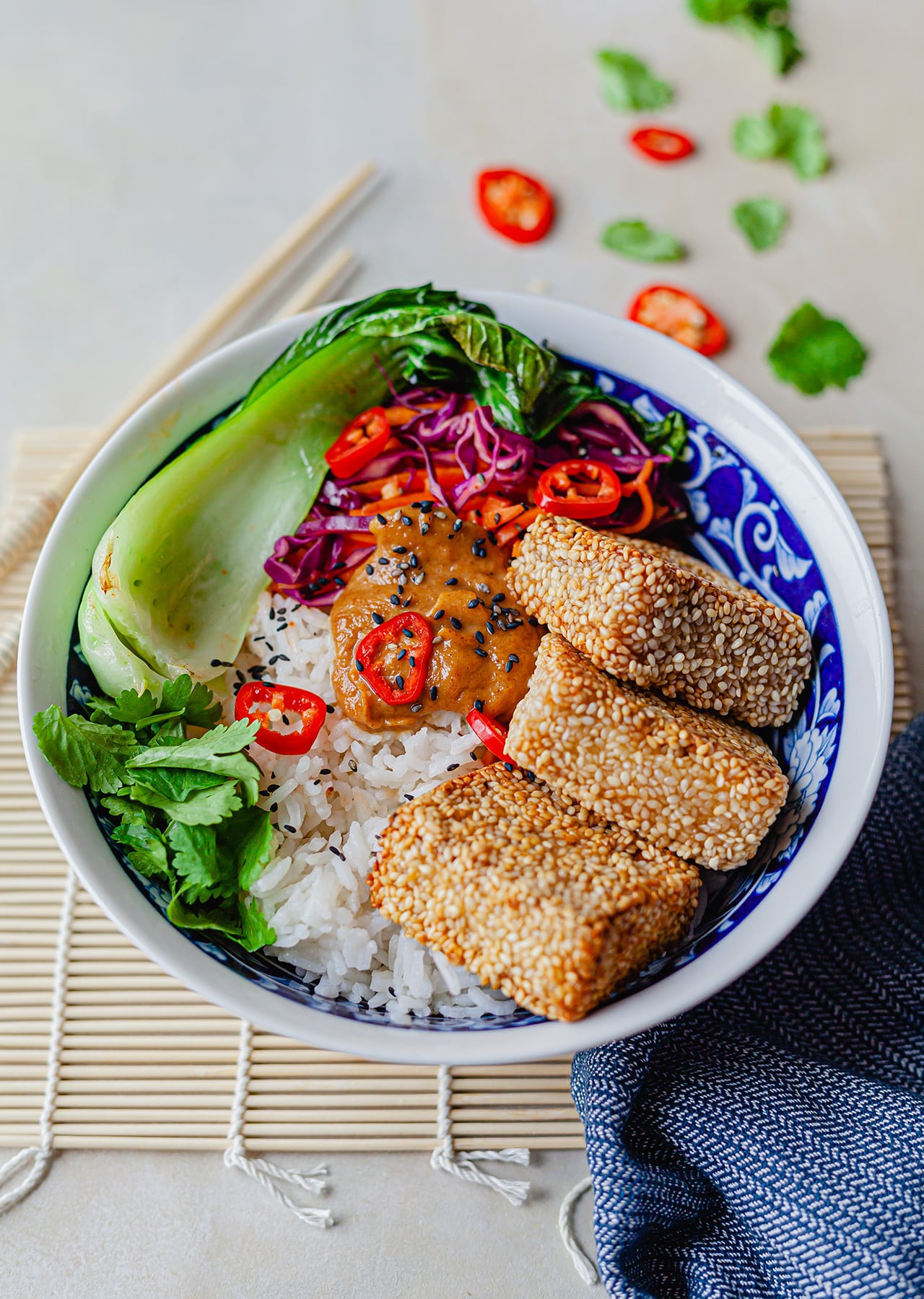 Sesame Crusted Satay Tofu Recipe Bowl