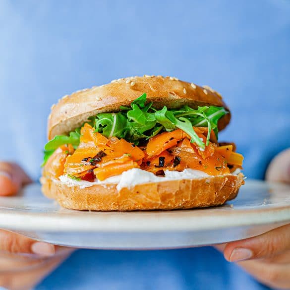 Carrot Salmon Lox Vegan Bagels Cream Cheese Recipe