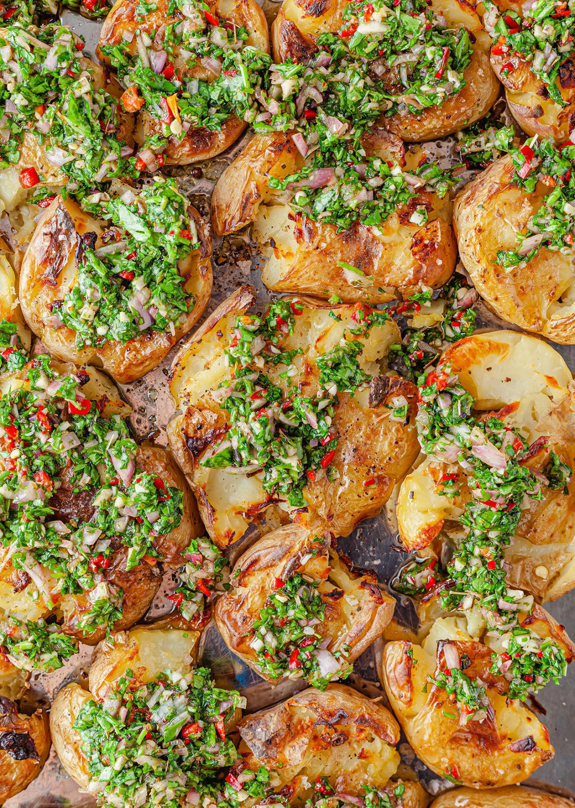 Chimichurri Smashed Potatoes Vegan Recipe