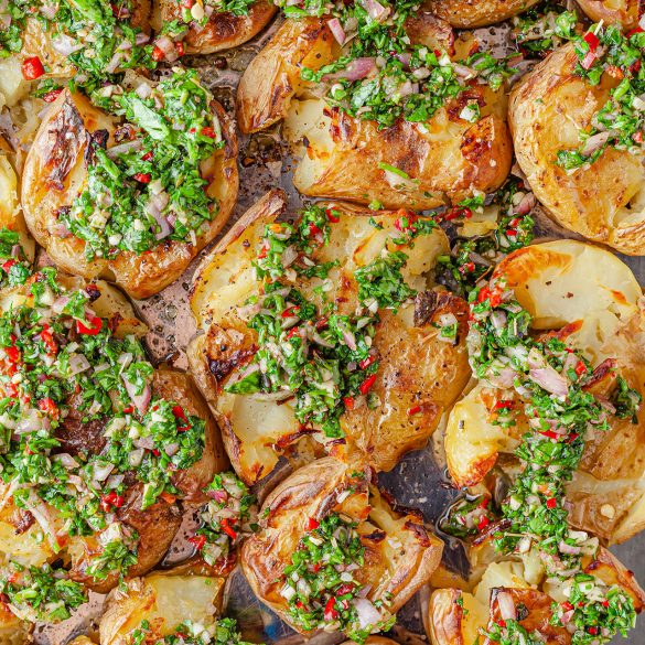 Chimichurri Smashed Potatoes Vegan Recipe