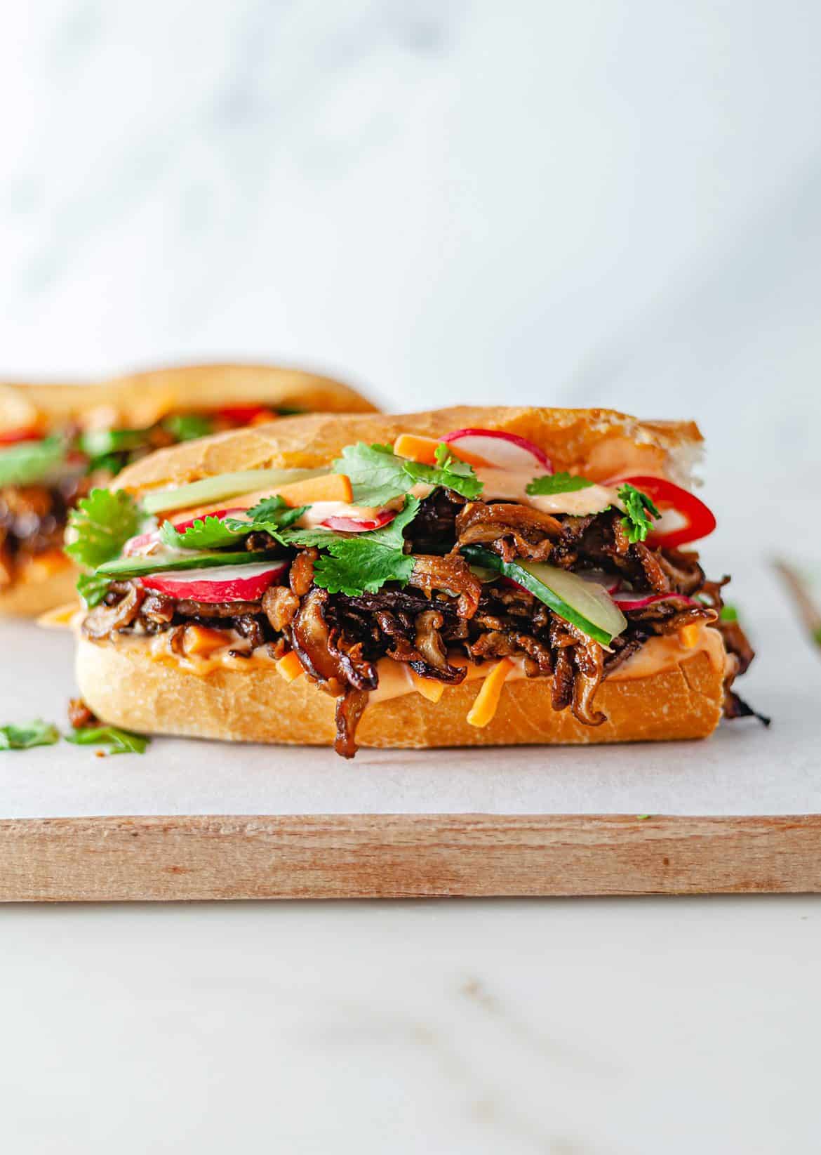 Vegan Banh Mi Baguette Pulled Mushroom Recipe