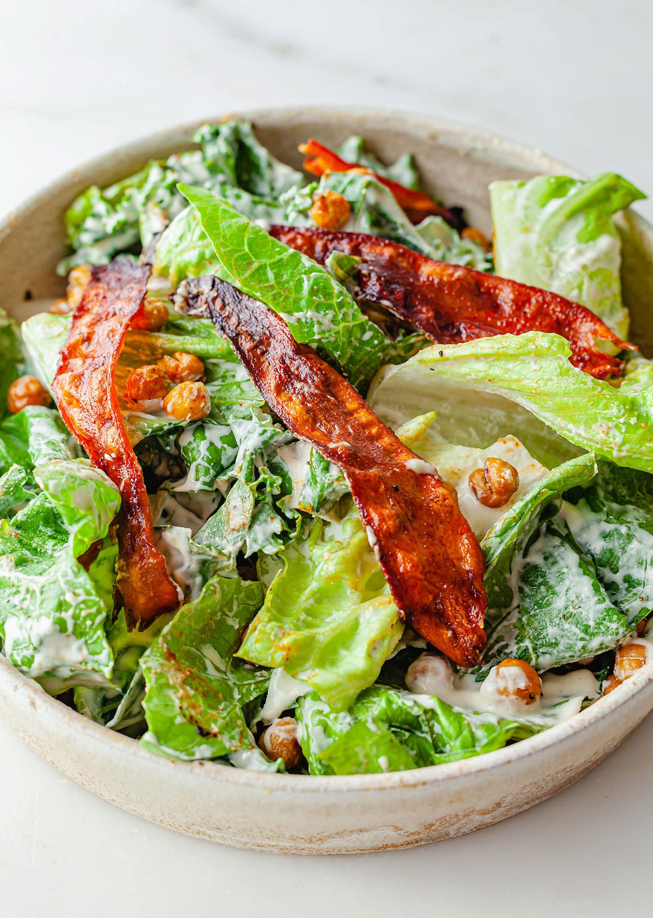 Vegan Carrot Bacon Caesar Salad Recipe