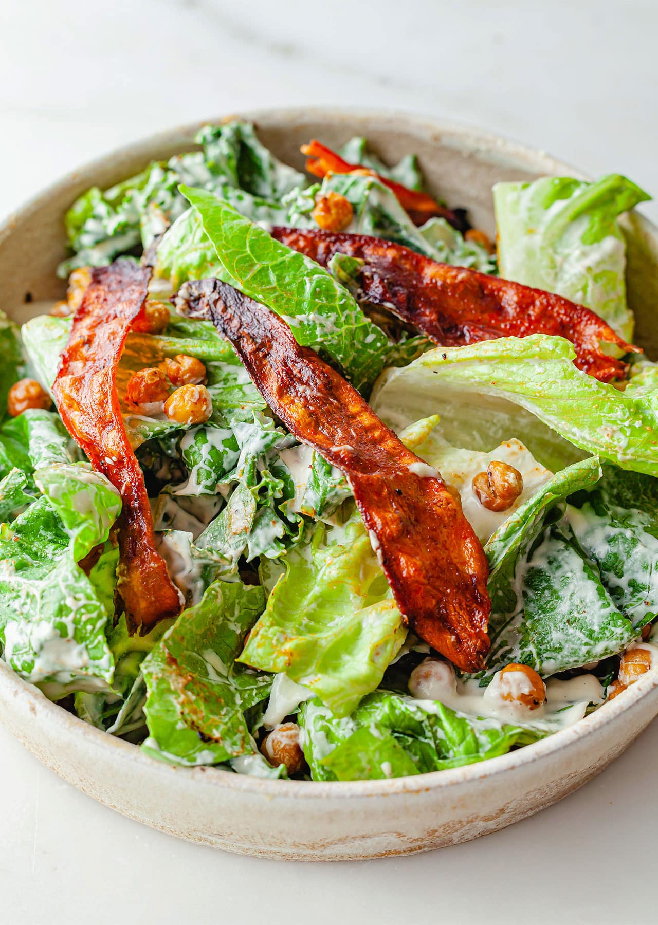 Vegan Carrot Bacon Caesar Salad Recipe