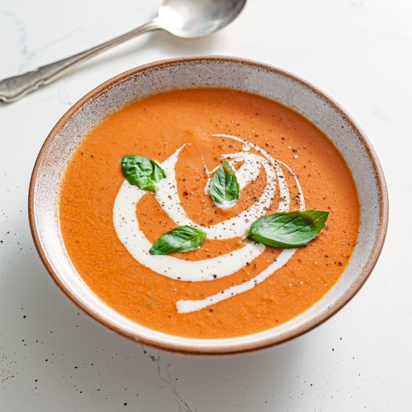 Creamy Tomato Basil Soup Vegan Recipe