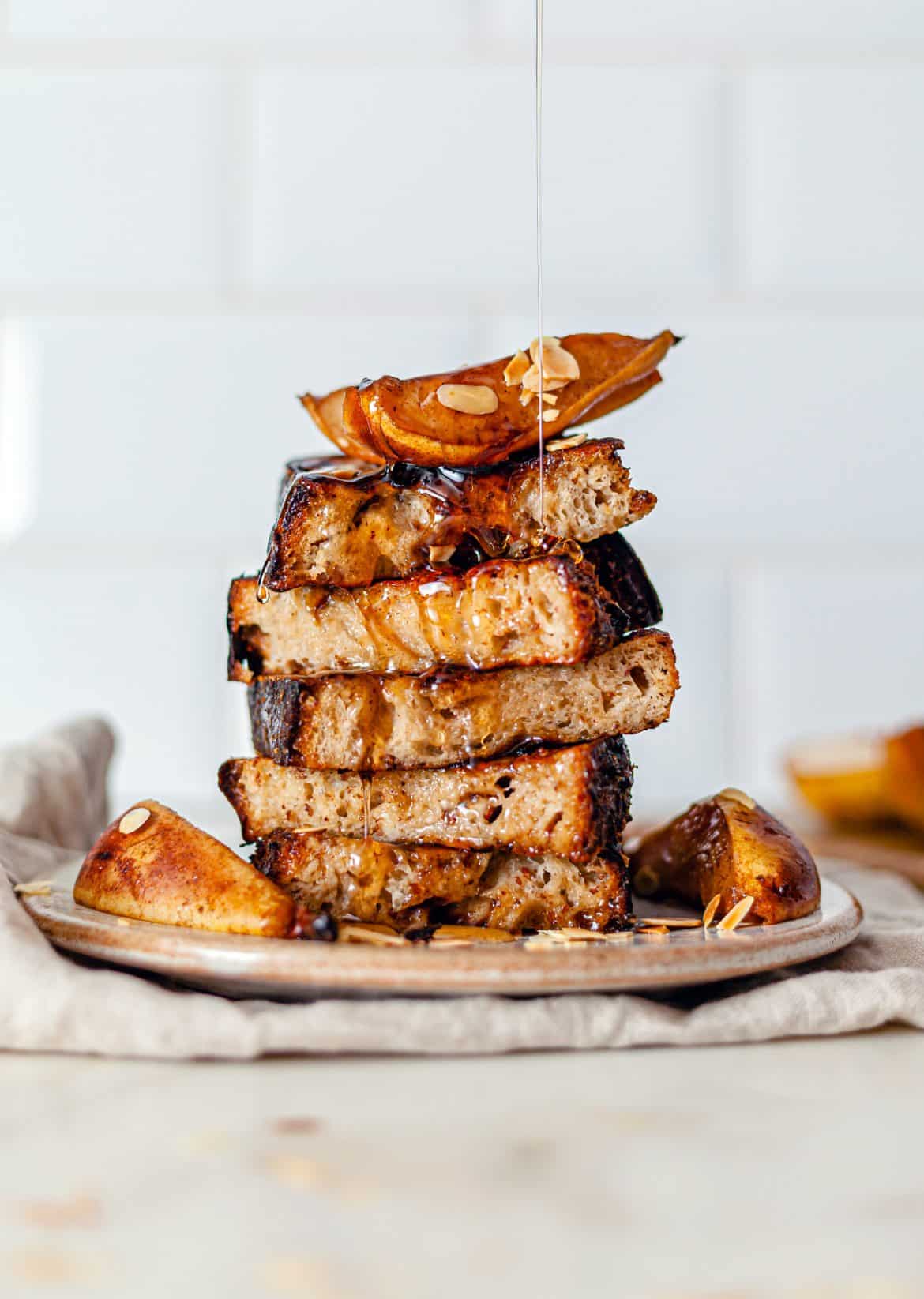 Vegan French Toast Caramelised Pears Recipe