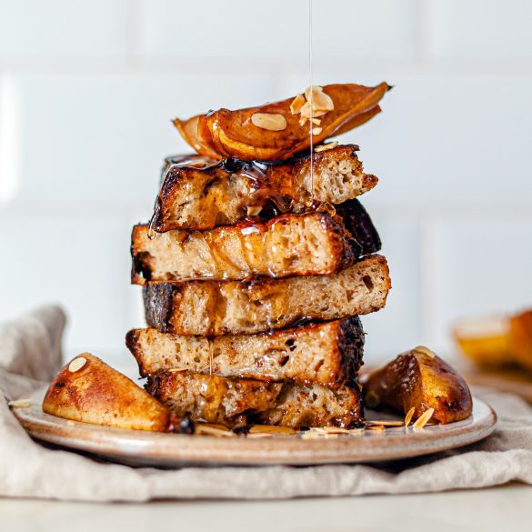 Vegan French Toast Caramelised Pears Recipe