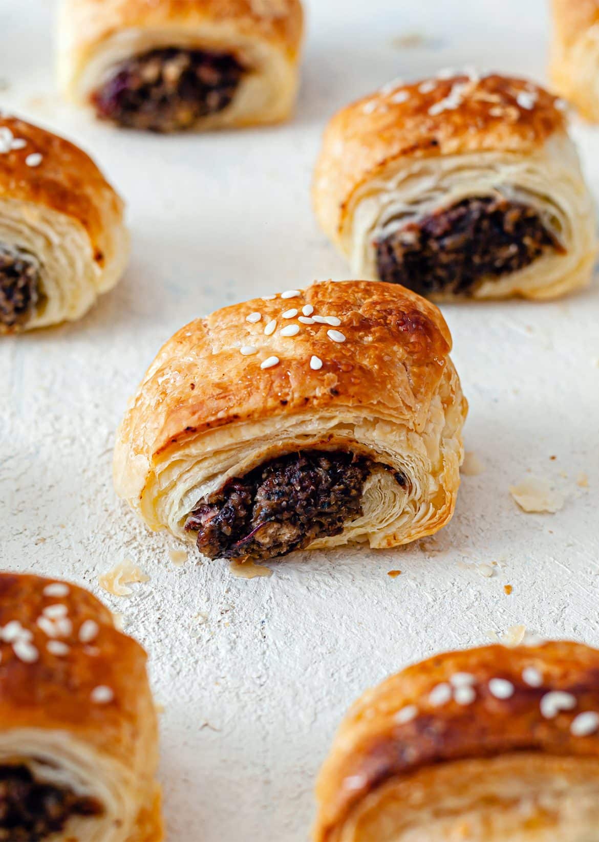 Vegan Mushroom Cranberry Christmas Sausage Rolls