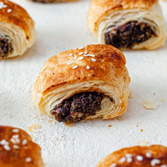 Vegan Mushroom Cranberry Christmas Sausage Rolls