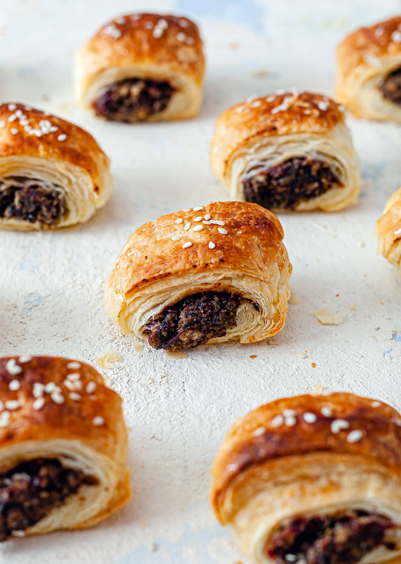 Vegan Mushroom Cranberry Christmas Sausage Rolls