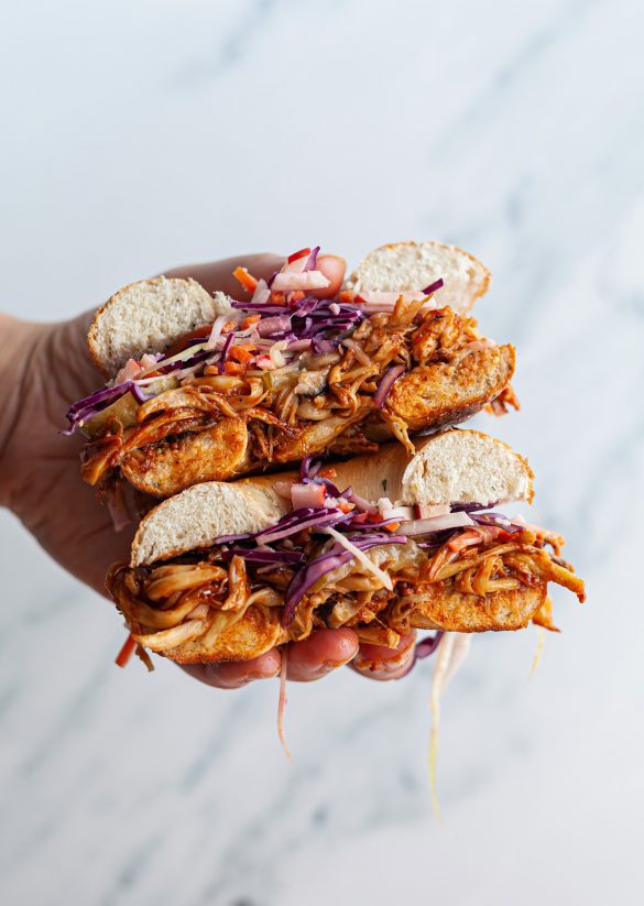 Vegan Pulled Pork Mushroom Bagel Recipe