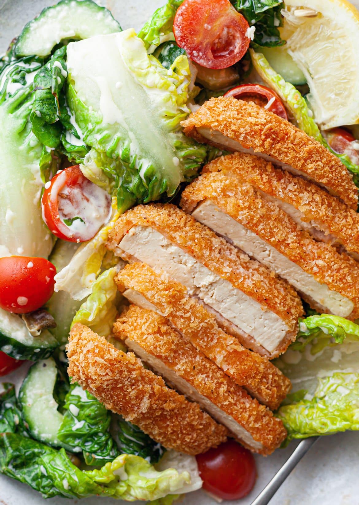 Panko Crusted Tofu Salad Vegan Recipe