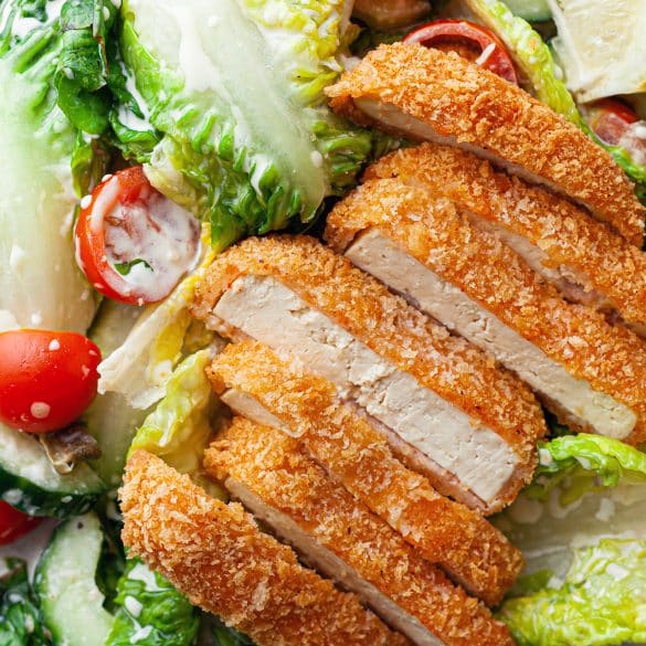 Panko Crusted Tofu Salad Vegan Recipe