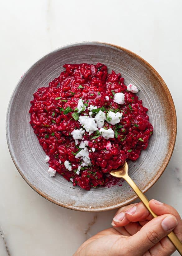 Vegan beetroot risotto