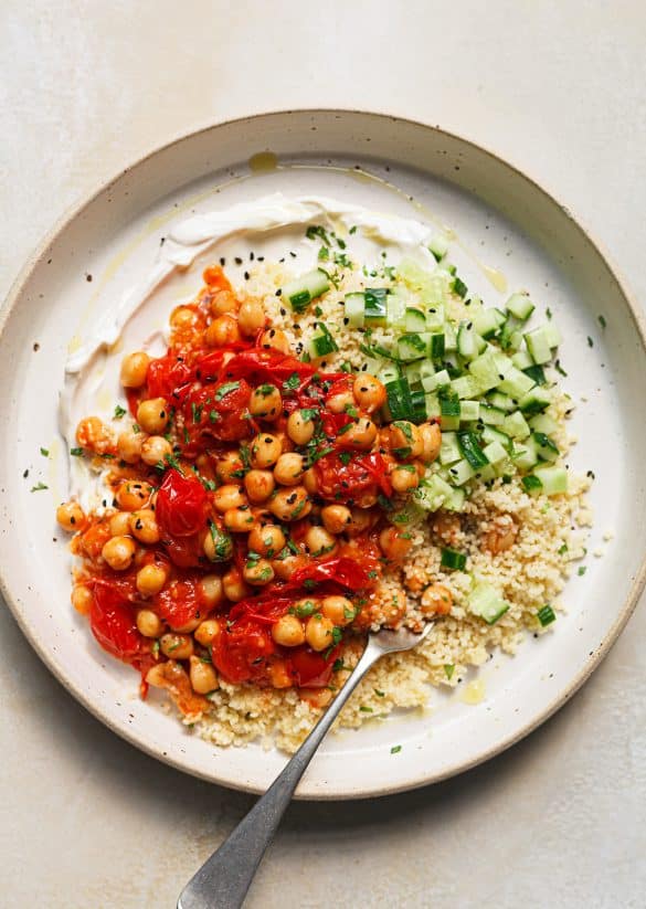 Cumin-Spiced Cherry Tomatoes + Chickpeas Vegan Recipe