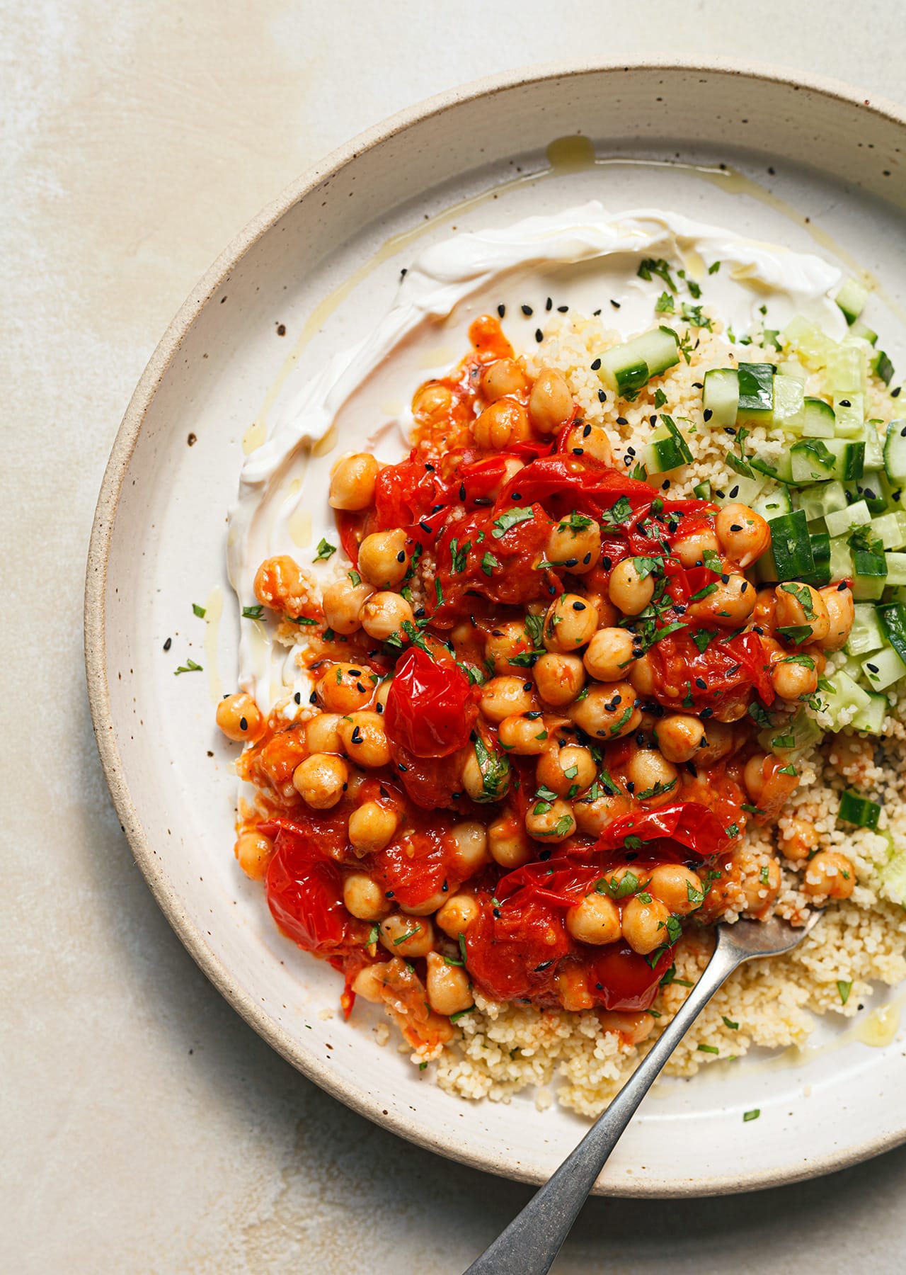 Cumin-Spiced Cherry Tomatoes + Chickpeas Vegan Recipe